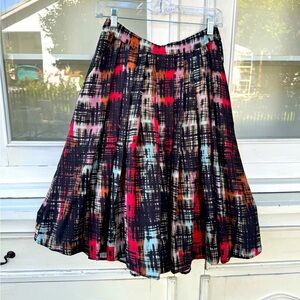 Pleated A-Line Patterned Skirt
